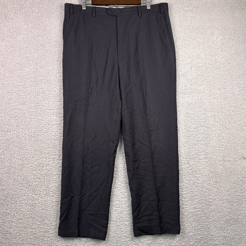 Zanella Dress Pants Mens 38x30 Blue Benny Herringbone Wool Italy Nordstrom
